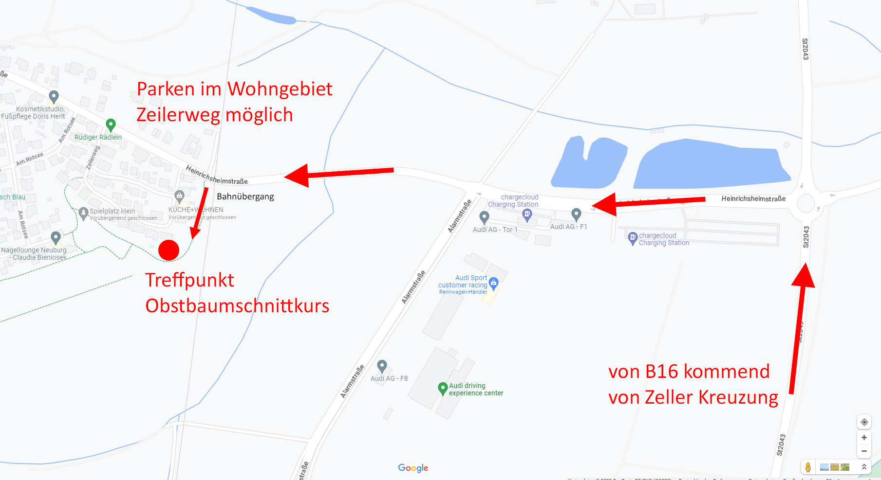 Lageplan mit Treffpunkt